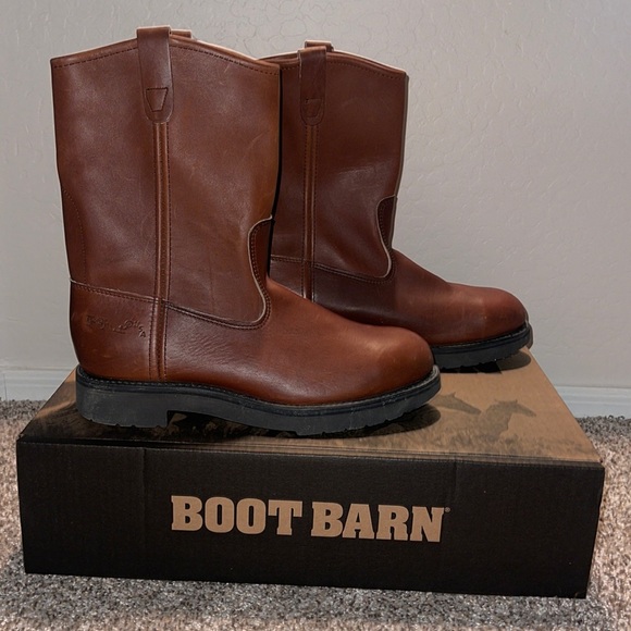 MADE IN THE USA Brown leather steal toe shock absorber oil resistant Boot Sz 11